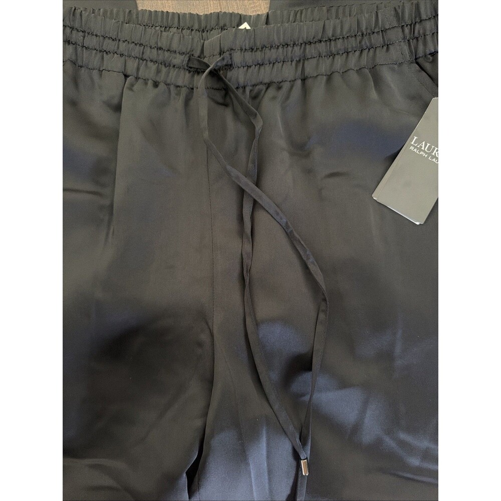 Lauren Ralph Lauren Womens Wide-Leg drawcord waist Satin Charmeuse Pants Black M - Picture 10 of 12